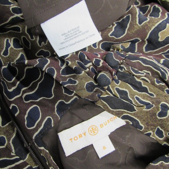 TORY BURCH 100% Silk Abstract Leopard Animal Print Mock Neck Blouse Shirt sz 8 - Picture 3 of 4